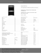Frigidaire FCWD3027AD Product Specifications Sheet