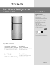 Frigidaire FFTR1814TB Product Specifications Sheet
