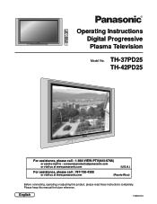 Panasonic 37PD25UP TH37PD25 User Guide