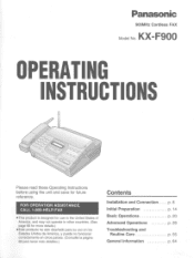 Panasonic KXF900 KXF900 User Guide