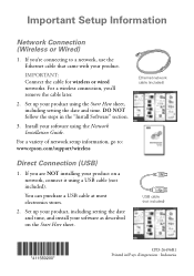 Epson C11CA18201 Important Setup Information