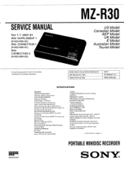 Sony MZ-R30 Service Manual