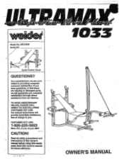 Weider 1033 Ultramax Bench Owners Manual