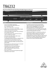 Behringer TN6232 Specifications Sheet