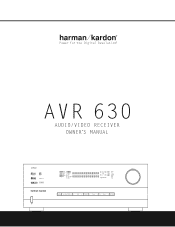 Harman Kardon AVR 630 Owners Manual