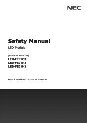 Sharp LED-FE3 Safety Manual - Series
