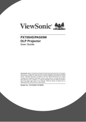 ViewSonic PA505W - 1280 x 800 Resolution 3 500 ANSI Lumens 1.5-1.7 Throw Ratio PA505W User Guide English