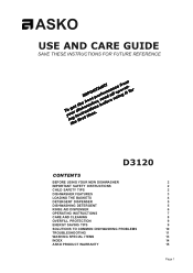 Asko D3120 User manual Use & Care Guide EN