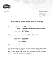BenQ BL2480T FCC SDoC Supplier s Declaration of Conformity-T