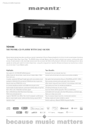 Marantz ND8006 ND8006 Product Information Sheet