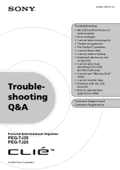 Sony PEG-TJ35 Troubleshooting Q&A