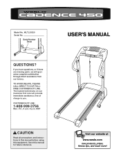 Weslo Cadence 450 Treadmill English Manual