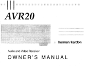 Harman Kardon AVR20 Owners Manual