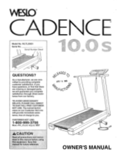 Weslo Cadence 10.0s Treadmill English Manual