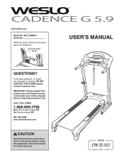 Weslo Cadence G 5.9 Treadmill English Manual