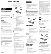 Sony VGP-PRZ10 Operating Instructions