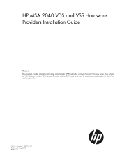 HP MSA 2040 HP MSA 2040 VDS and VSSHardware Providers Installation Guide (723984-001, June 2013)