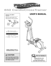 ProForm 650 Cardio Cross Trainer English Manual