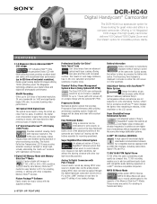 Sony DCR-HC40 Marketing Specifications