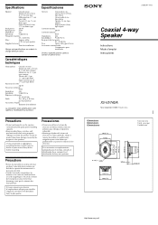Sony XS-V5742A Operating Instructions