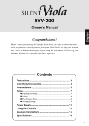 Yamaha SVV-200 Owner's Manual