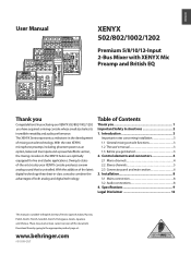Behringer XENYX QX1202USB User Manual