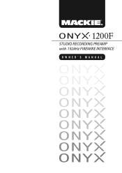 Mackie Onyx 1200F Owner's Manual