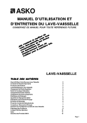 Asko 1365 User manual Use & Care Guide General FR (French version)