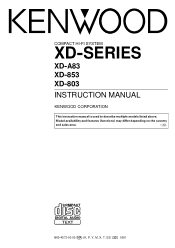 Kenwood XD-853 User Manual