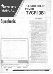 Symphonic TVCR13B1 Owner's Manual