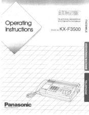 Panasonic KXF3500 KXF3500 User Guide