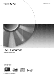 Sony RDR-GX300 Operating Instructions (RDR-GX300 DVD Recorder)