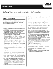 Oki ML6300FB ML6300FB Safety & Warranty Manual
