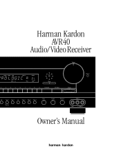 Harman Kardon AVR40 Owners Manual