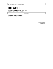 Hitachi 20CX20B Owners Guide