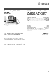 Bosch MUM6N10UG Product Specification Sheet
