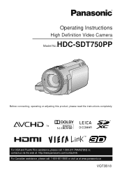 Panasonic HDCSDT750 HDCSDT750 User Guide