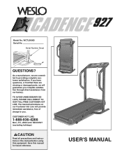 Weslo Cadence 927 Treadmill Canadian English Manual
