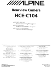 Alpine HCE-C104 Owners Manual
