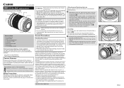 Canon EF-M 18-150mm f/3.5-6.3 IS STM EF-M18-150mm F3.5-6.3 IS STM Instructions
