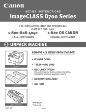 Canon imageCLASS D760 imageCLASS D700 Series Set-up Instructions