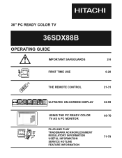 Hitachi 36SDX88B Owners Guide