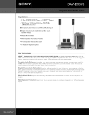 Sony DAV-DX375 Marketing Specifications