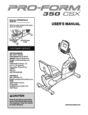 ProForm 350 Csx Instruction Manual