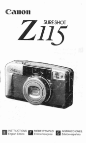 Canon Z115 Sure Shot Z115 Caption Instruction Manual