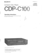 Sony CDP-C100 Operating Instructions
