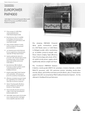 Behringer PMP4000 Product Information Document