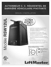 LiftMaster RSW12UL Installation Manual-French