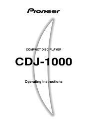 Pioneer CDJ-1000 Owner's Manual
