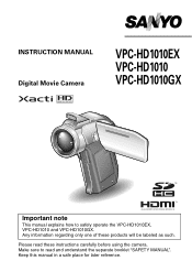 Sanyo VPC-HD1010 Instruction Manual, VPC-HD1010EX